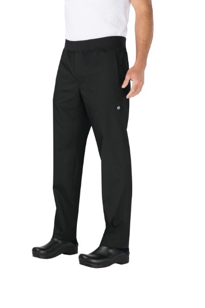 מכנס שף מעוצב גיזרה ישרה גומי ורוכסן צבע שחור